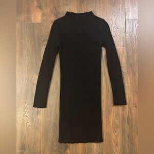 Princess Polly Black Long Sleeve High Neck Ribbed Bodycon Dress